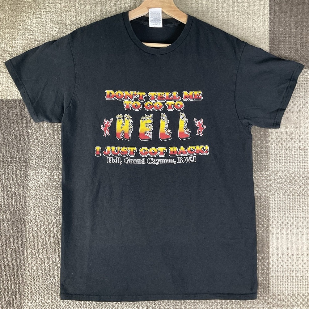 Vintage Dont Tell‎ Me to Go to Hell Grand Cayman Black Location T Shirt Adult M